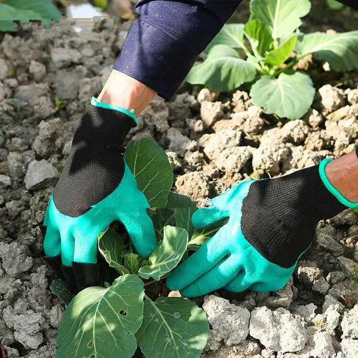 Manusi de Gradinarit cu Gheare, Manusi Universale Marime L, Rezistente la Uzura, Impermeabile, Multifunctionale pentru Sapare si Plantare, Negru Verde deschis