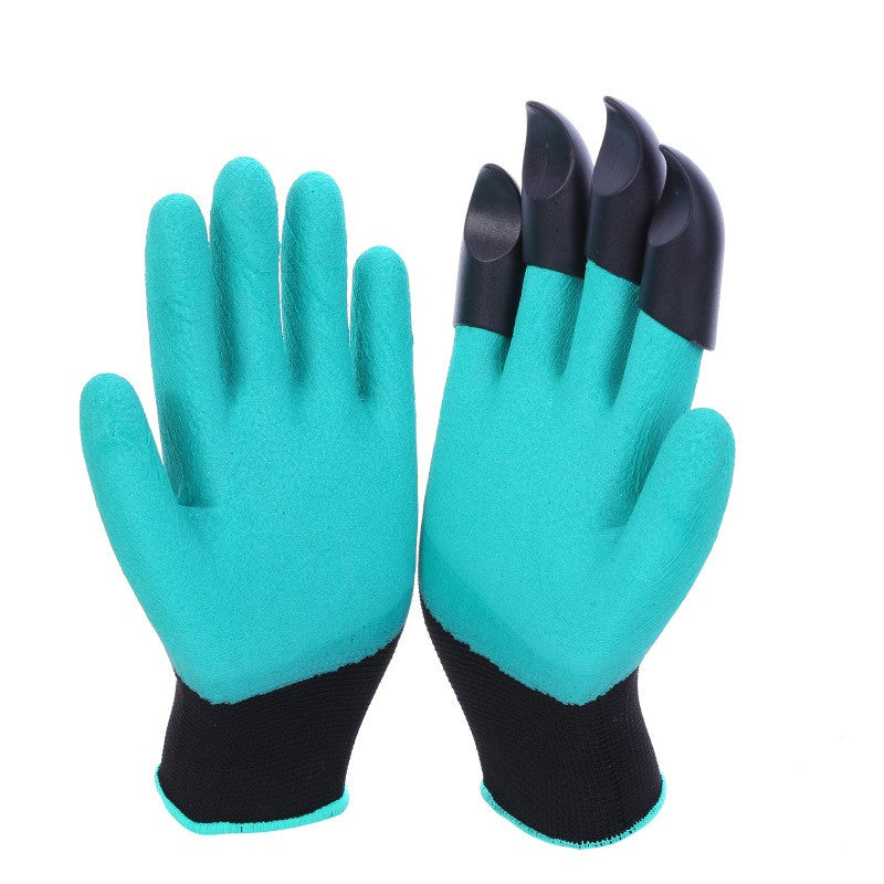 Manusi de Gradinarit cu Gheare, Manusi Universale Marime L, Rezistente la Uzura, Impermeabile, Multifunctionale pentru Sapare si Plantare, Negru Verde deschis