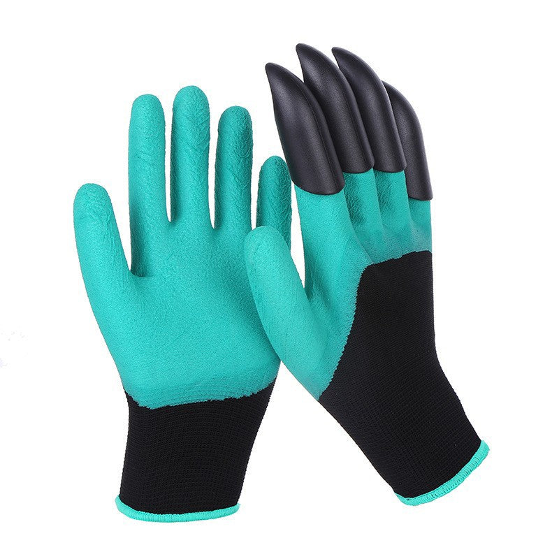 Manusi de Gradinarit cu Gheare, Manusi Universale Marime L, Rezistente la Uzura, Impermeabile, Multifunctionale pentru Sapare si Plantare, Negru Verde deschis