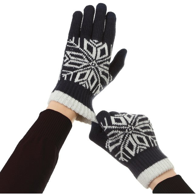 Manusi de Barbat, Model Fulg, Functie Touchscreen (ecran tactil), Material Acril Tricotat, Manseta Elastica, Interior Catifelat, Marime Universala, Albastru Marin