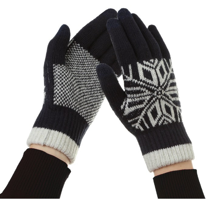 Manusi de Barbat, Model Fulg, Functie Touchscreen (ecran tactil), Material Acril Tricotat, Manseta Elastica, Interior Catifelat, Marime Universala, Albastru Marin