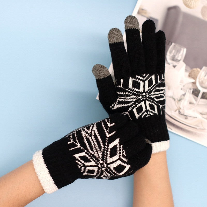 Manusi de Barbat, Model Fulg, Functie Touchscreen (ecran tactil), Material Acril Tricotat, Manseta Elastica, Interior Catifelat, Marime Universala, Negru