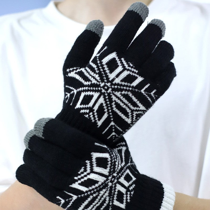 Manusi de Barbat, Model Fulg, Functie Touchscreen (ecran tactil), Material Acril Tricotat, Manseta Elastica, Interior Catifelat, Marime Universala, Negru