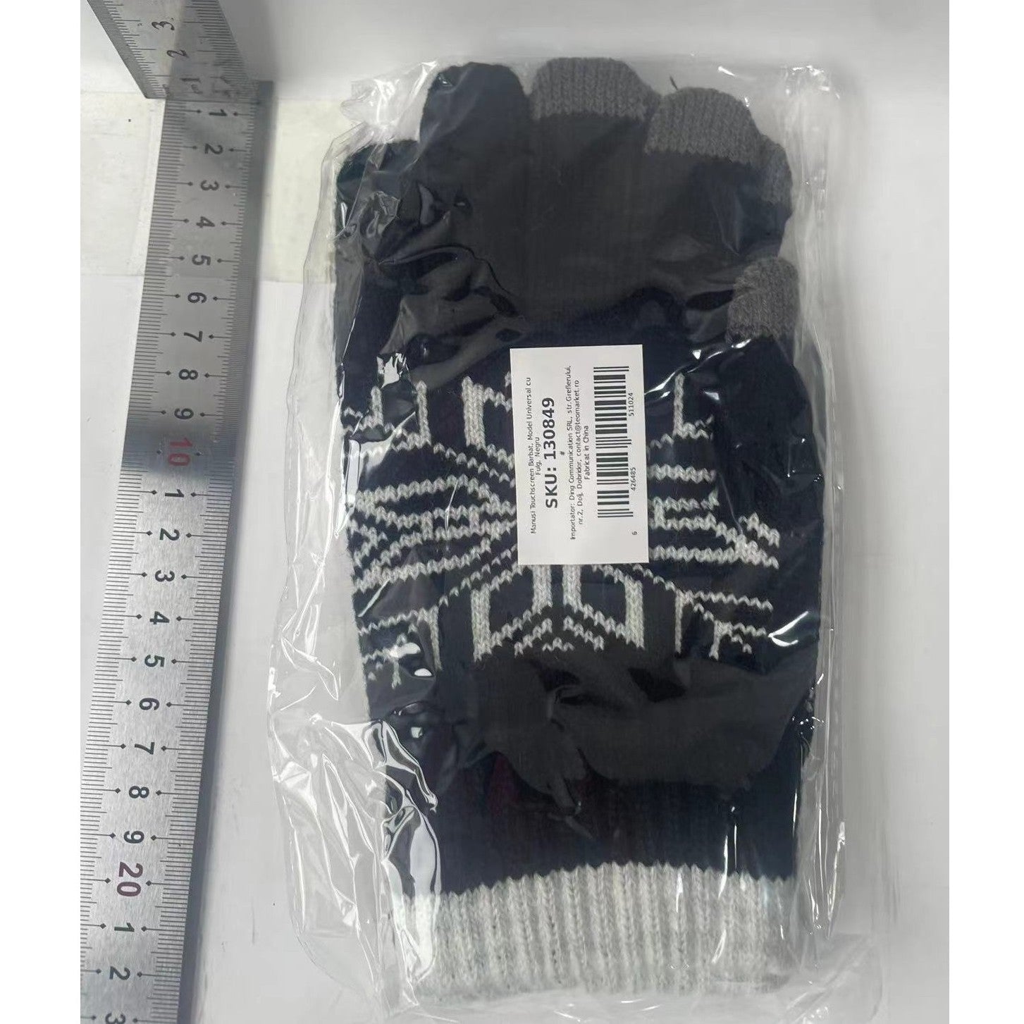 Manusi de Barbat, Model Fulg, Functie Touchscreen (ecran tactil), Material Acril Tricotat, Manseta Elastica, Interior Catifelat, Marime Universala, Negru