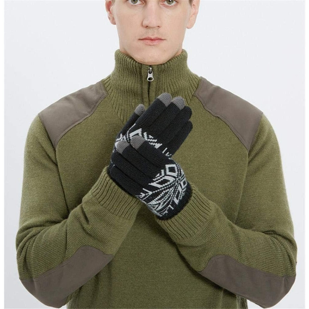 Manusi de Barbat, Model Fulg, Functie Touchscreen (ecran tactil), Material Acril Tricotat, Manseta Elastica, Interior Catifelat, Marime Universala, Negru