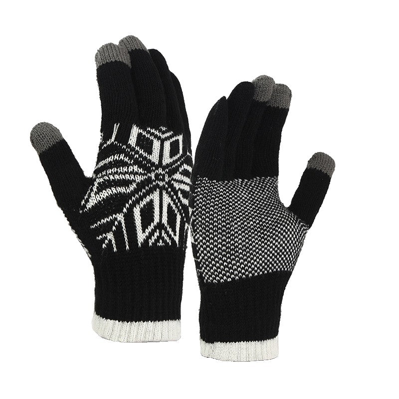 Manusi de Barbat, Model Fulg, Functie Touchscreen (ecran tactil), Material Acril Tricotat, Manseta Elastica, Interior Catifelat, Marime Universala, Negru