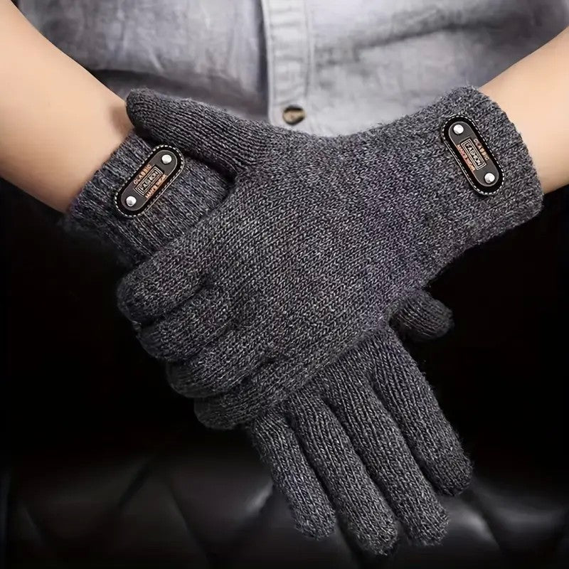 Manusi de Barbat, Model Tricotat, Functie Touchscreen (ecran tactil), Material Acril, Manseta Elastica, Interior Catifelat, Marime Universala, Gri