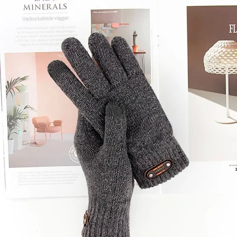 Manusi de Barbat, Model Tricotat, Functie Touchscreen (ecran tactil), Material Acril, Manseta Elastica, Interior Catifelat, Marime Universala, Gri