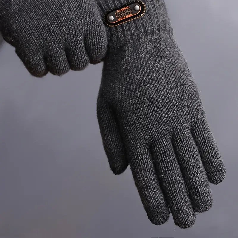 Manusi de Barbat, Model Tricotat, Functie Touchscreen (ecran tactil), Material Acril, Manseta Elastica, Interior Catifelat, Marime Universala, Gri