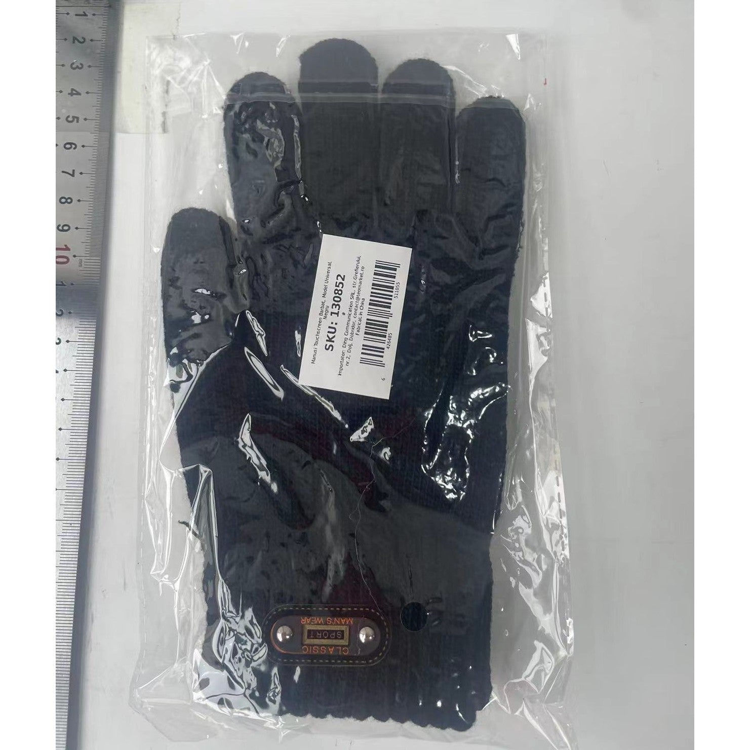 Manusi de Barbat, Model Tricotat, Functie Touchscreen (ecran tactil), Material Acril, Manseta Elastica, Interior Catifelat, Marime Universala, Gri
