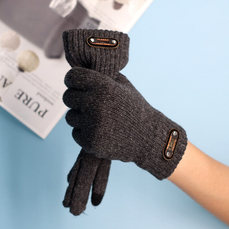 Manusi de Barbat, Model Tricotat, Functie Touchscreen (ecran tactil), Material Acril, Manseta Elastica, Interior Catifelat, Marime Universala, Gri