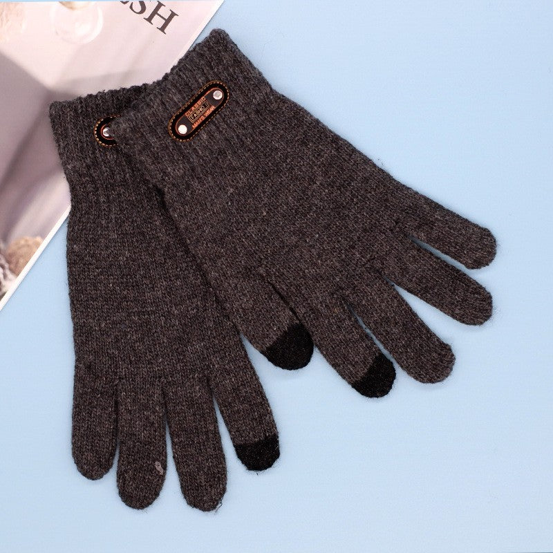 Manusi de Barbat, Model Tricotat, Functie Touchscreen (ecran tactil), Material Acril, Manseta Elastica, Interior Catifelat, Marime Universala, Gri
