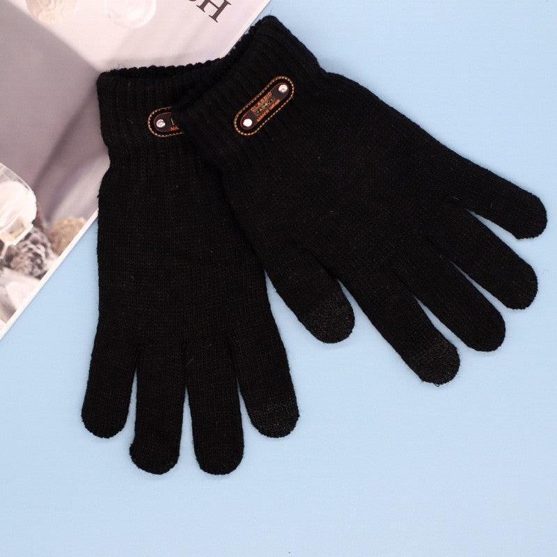 Manusi de Barbat, Model Tricotat, Functie Touchscreen (ecran tactil), Material Acril, Manseta Elastica, Interior Catifelat, Marime Universala, Negru
