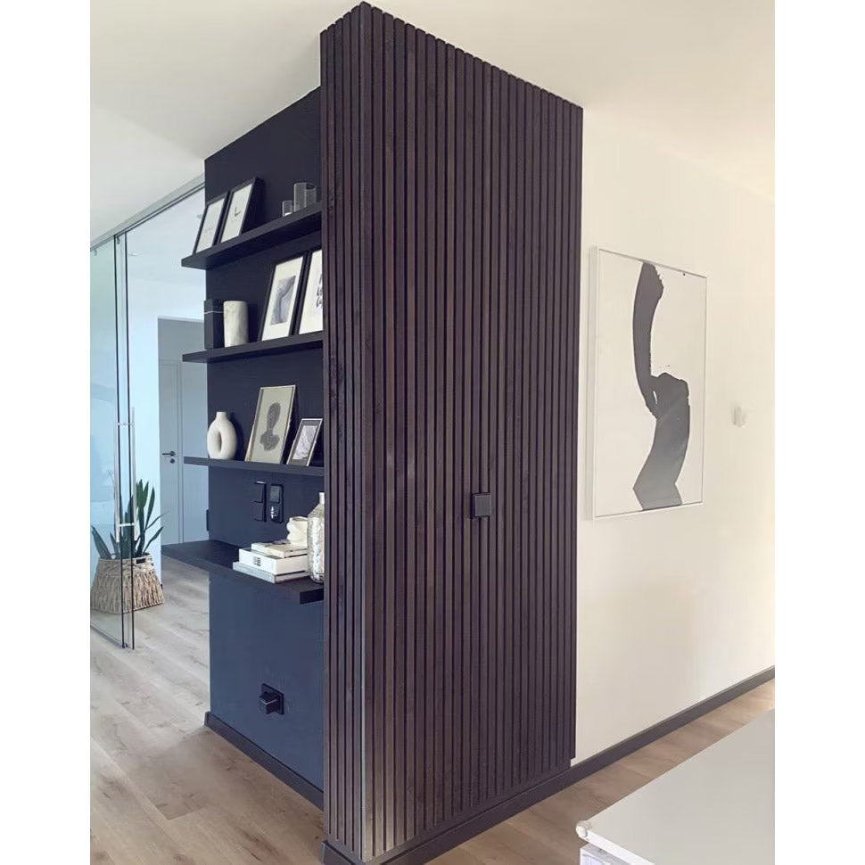 Riflaj MDF decorativ LDA PREMIUM de tip Panou Acustic, Stejar Maro inchis, 260x40 cm