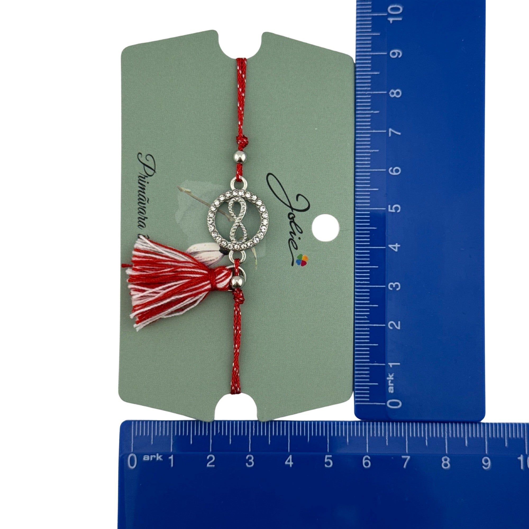 Martisor Bratara Ciucure, Snur Rosu Reglabil, cu Pandantiv, Model Cerc Infinit