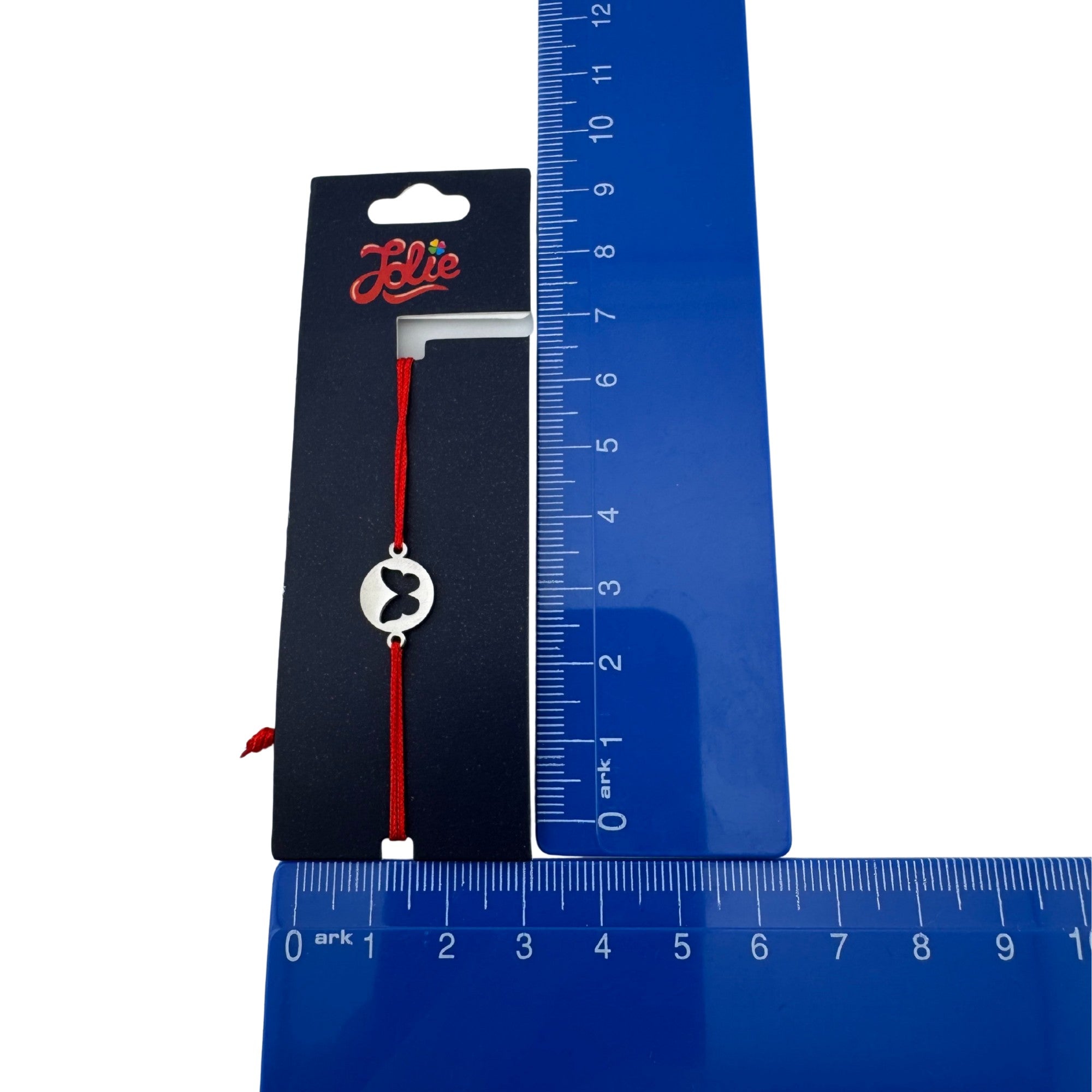 Martisor Bratara din Inox pentru Copii, Textil si Inox, Snur Rosu, Model Fluture, Argintiu