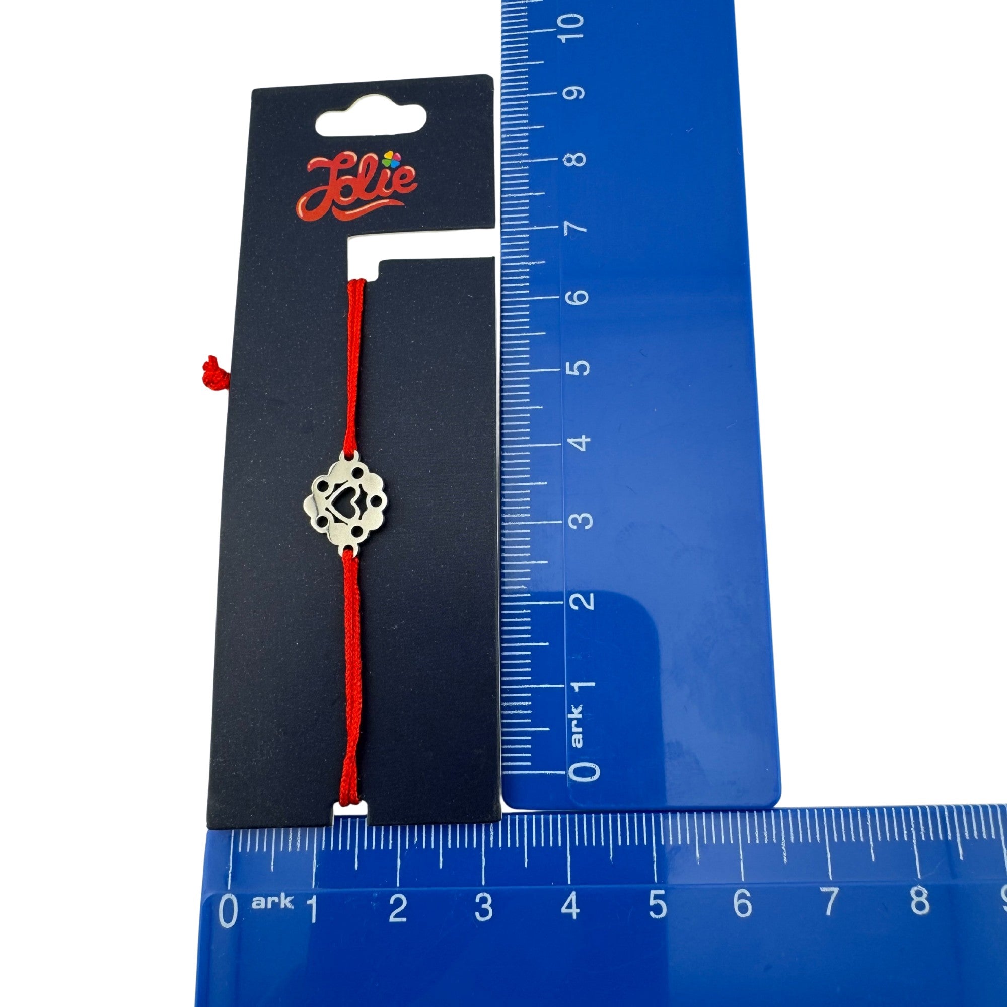 Martisor Bratara din Inox pentru Copii, Textil si Inox, Snur Rosu, Model Inima, Argintiu