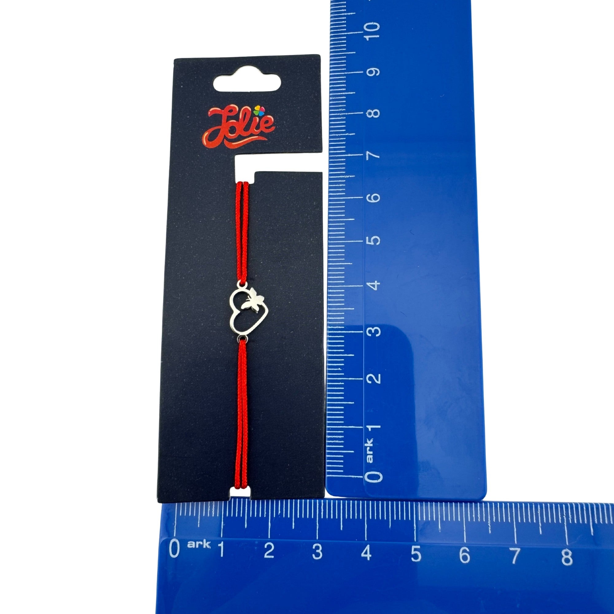 Martisor Bratara din Inox pentru Copii, Textil si Inox, Snur Rosu, Model Inima Fluture, Argintiu