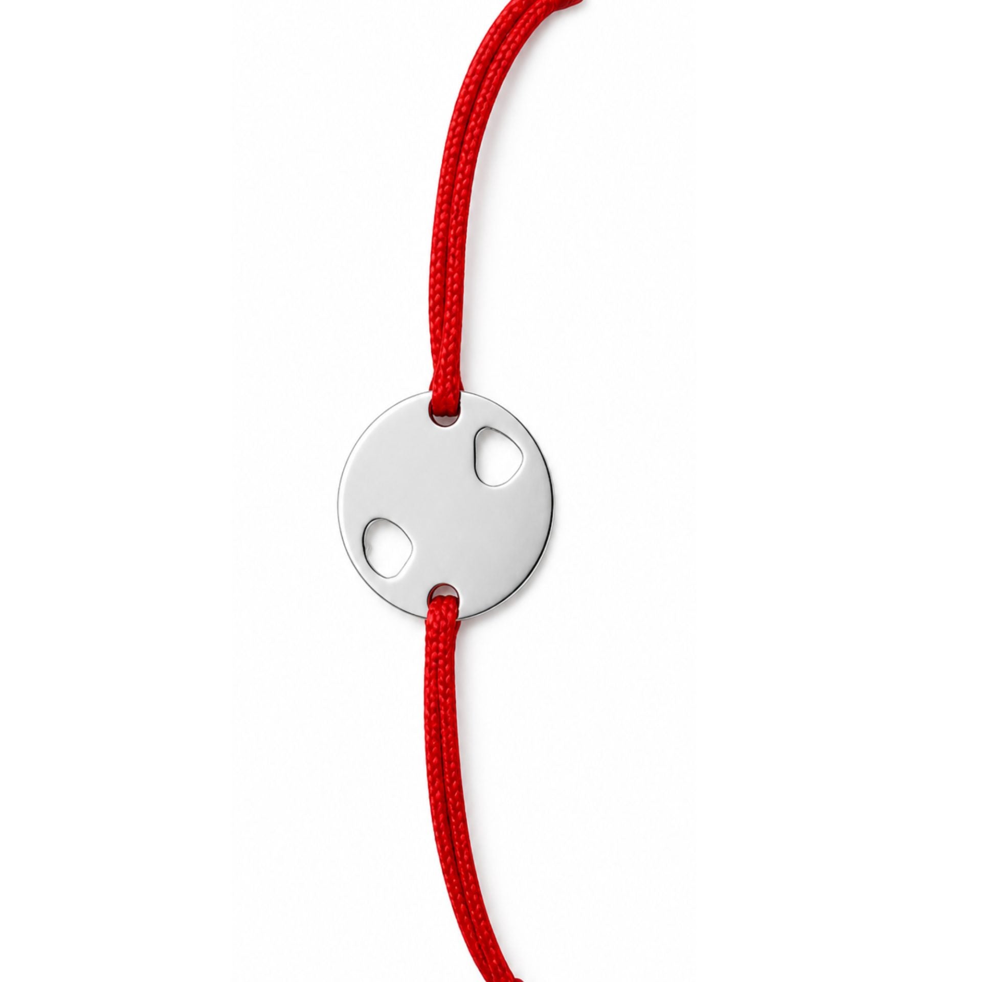 Martisor Bratara, Argint 925, Model Rotund Doua Inimi, Snur Rosu Reglabil, Fara Pietre, Argintiu