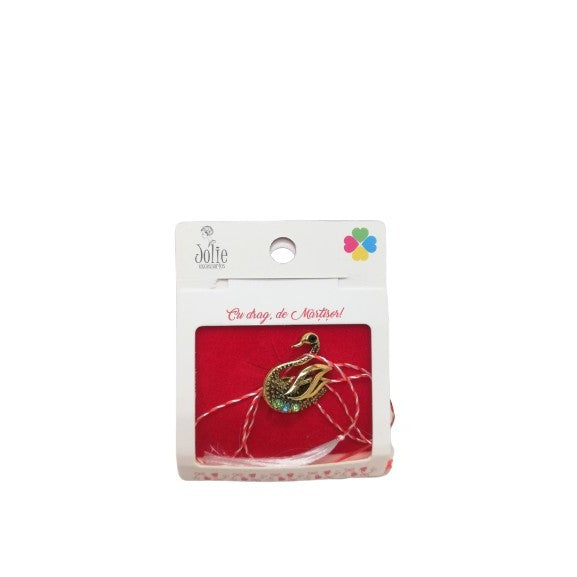 Martisor Brosa Lebada cu Pietre Model B-38 5.5cm x 7cm