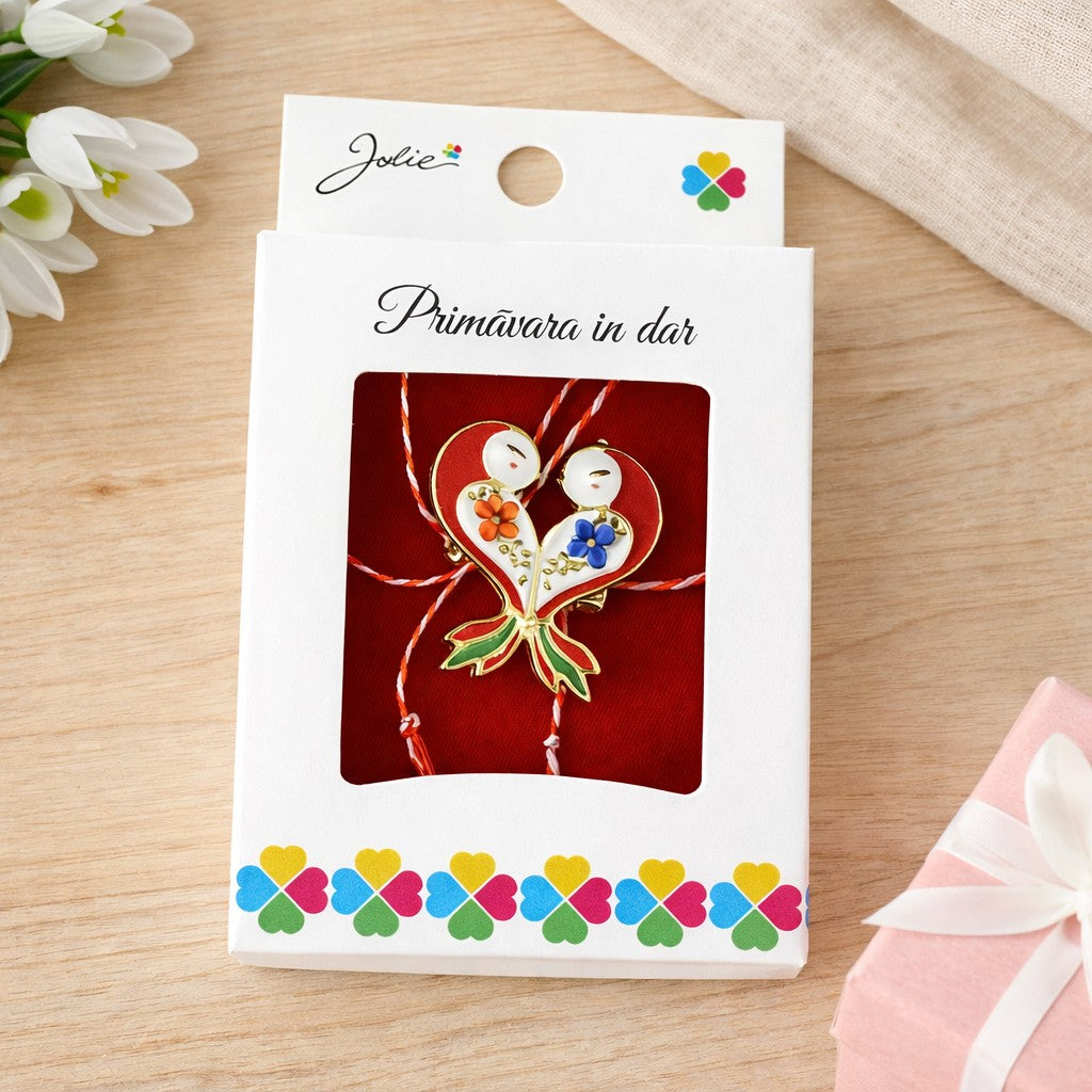 Martisor Brosa Mica in Cutie, Dimensiune Brosa 2.5-3 cm, Material Metal, Model Vrabiute, Multicolor
