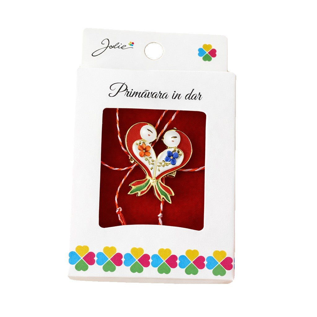 Martisor Brosa Mica in Cutie, Dimensiune Brosa 2.5-3 cm, Material Metal, Model Vrabiute, Multicolor