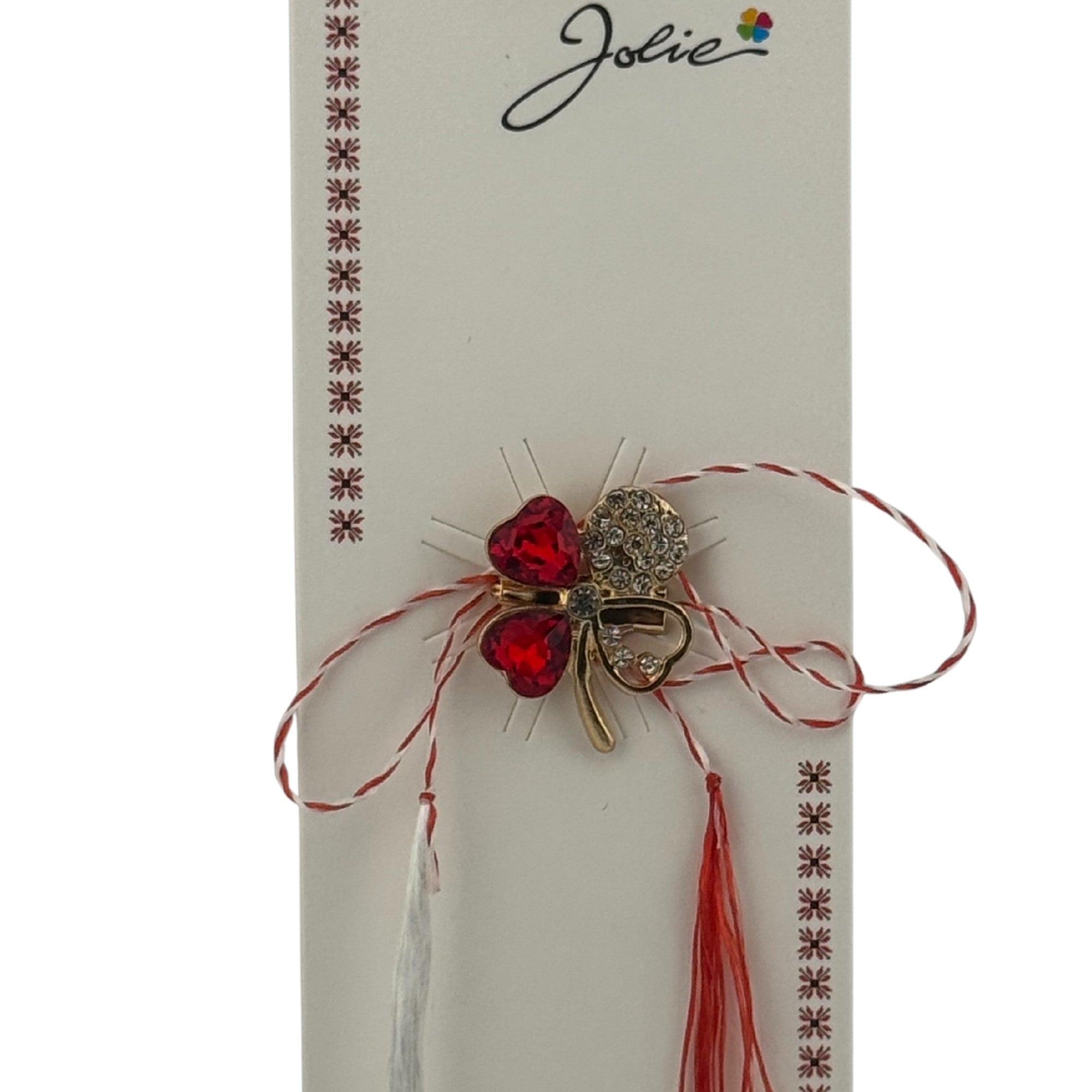 Martisor Brosa Primavara, Material Metal, Ambalaj Carton si Opp, Dimensiune Brosa aproximativ 2 - 3 cm, Model Trifoi cu Patru Foi