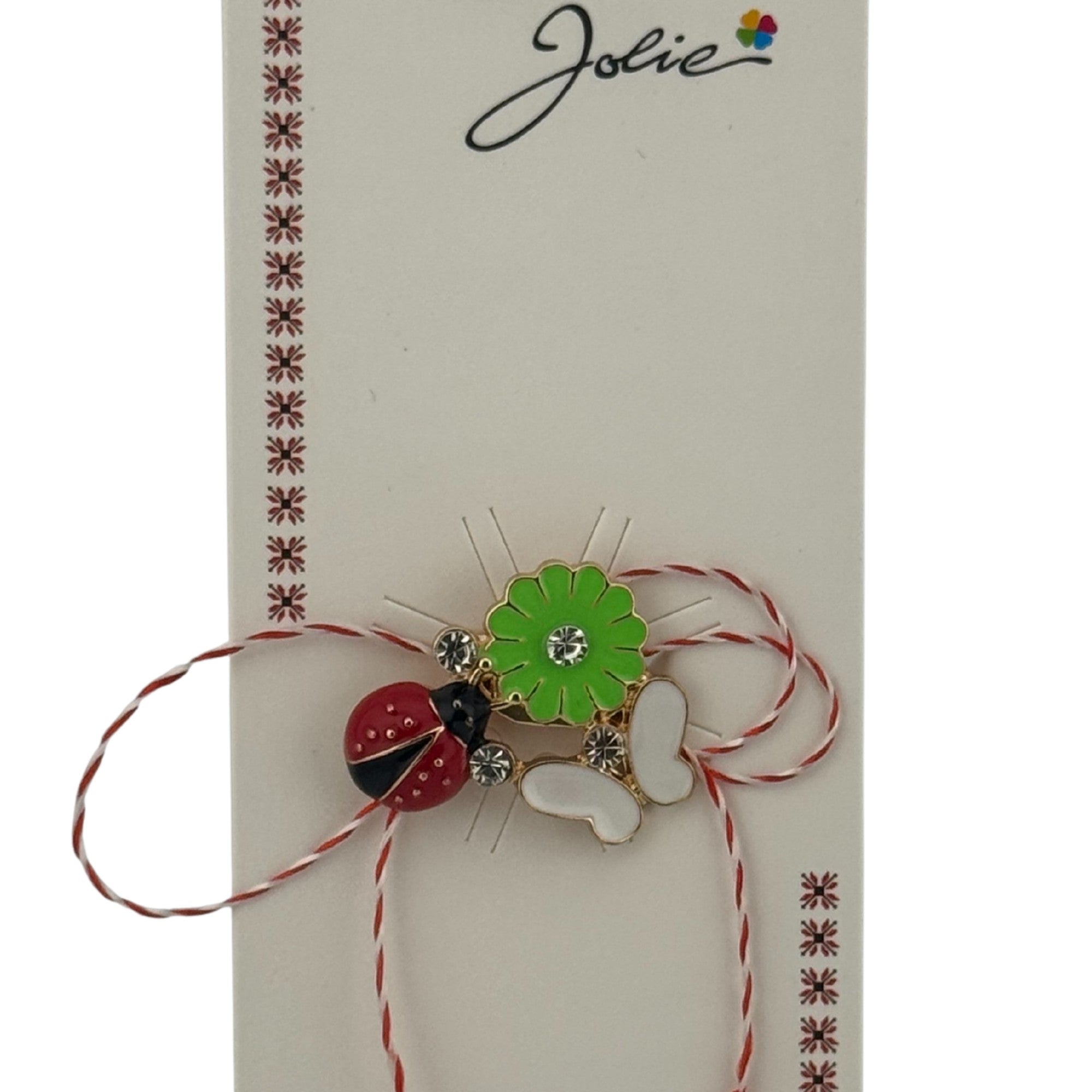 Martisor Brosa Primavara, Material Metal, Ambalaj Carton si Opp, Dimensiune Brosa aproximativ 2 - 3 cm, Model Traditional Floare, Fluture, Buburuza