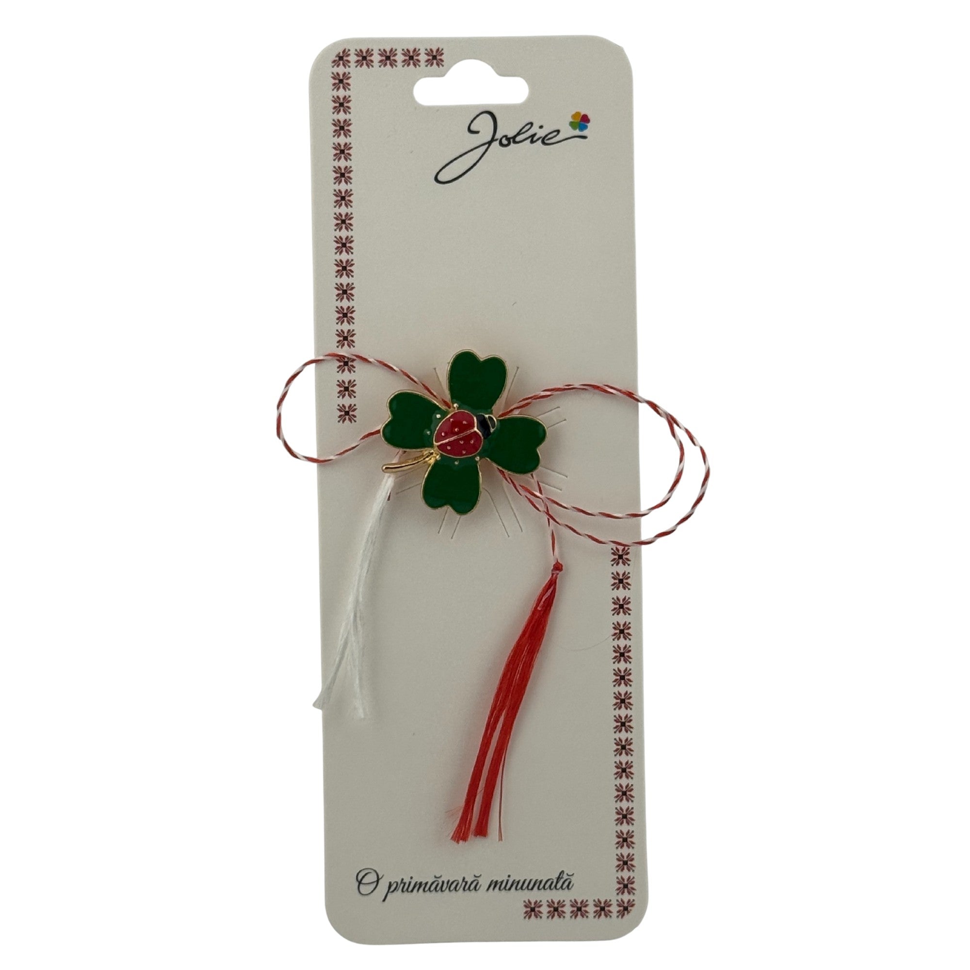 Martisor Brosa Primavara, Material Metal, Ambalaj Carton si Opp, Dimensiune Brosa aproximativ 2 - 3 cm, Model Traditional Trifoi