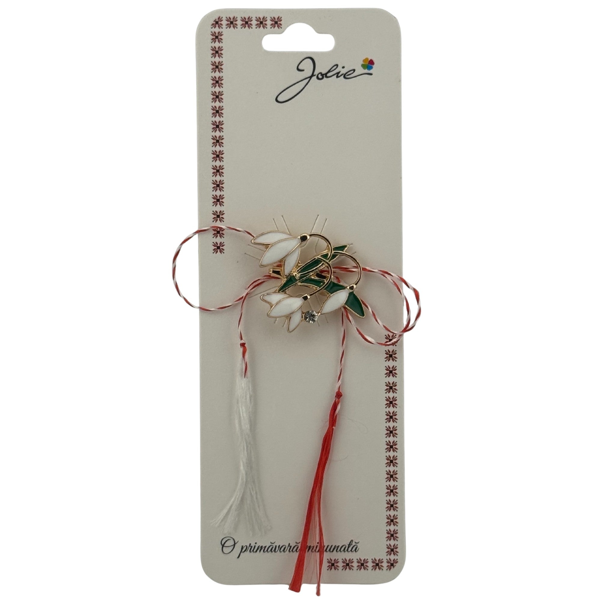 Martisor Brosa Primavara, Material Metal, Ambalaj Carton si Opp, Dimensiune Brosa aproximativ 2 - 3 cm, Model Ghiocei