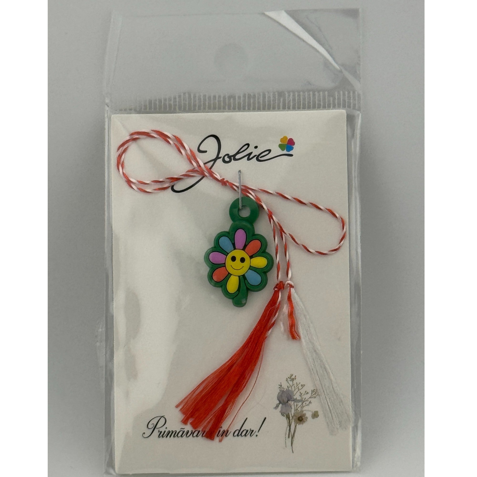 Martisor pentru Copii, Material Cauciuc, Ambalaj Carton cu Design, Multicolor, Model Floare