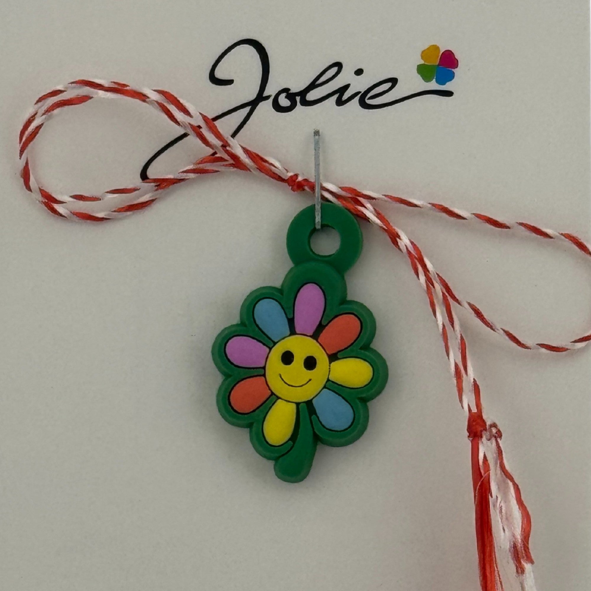 Martisor pentru Copii, Material Cauciuc, Ambalaj Carton cu Design, Multicolor, Model Floare
