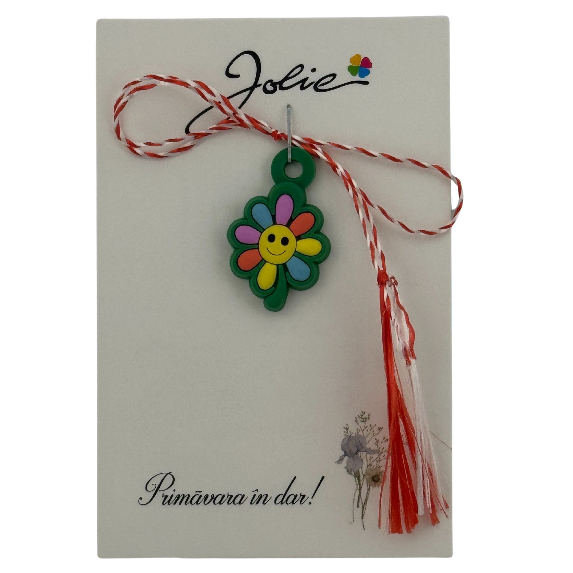 Martisor pentru Copii, Material Cauciuc, Ambalaj Carton cu Design, Multicolor, Model Floare