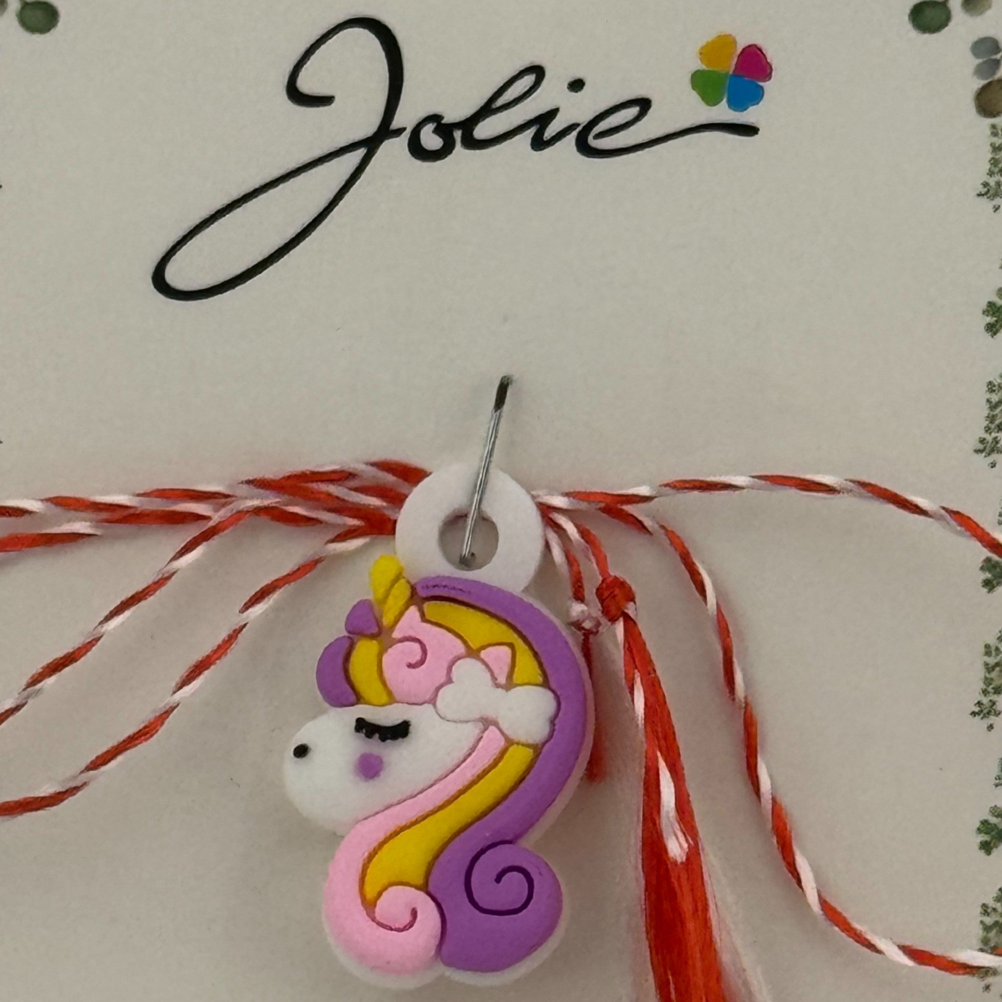 Martisor pentru Copii, Material Cauciuc, Ambalaj Carton cu Design, Multicolor, Model Unicorn