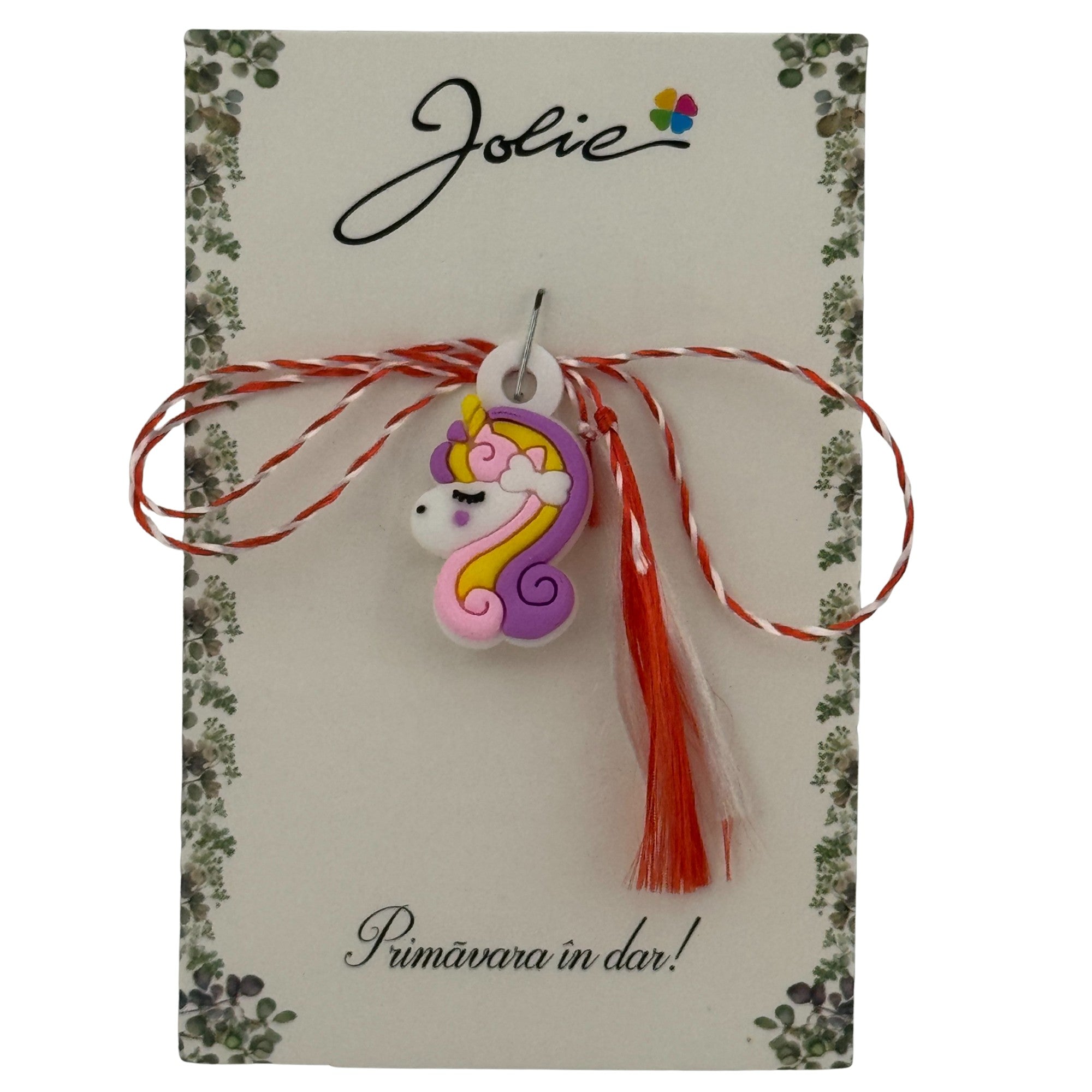 Martisor pentru Copii, Material Cauciuc, Ambalaj Carton cu Design, Multicolor, Model Unicorn