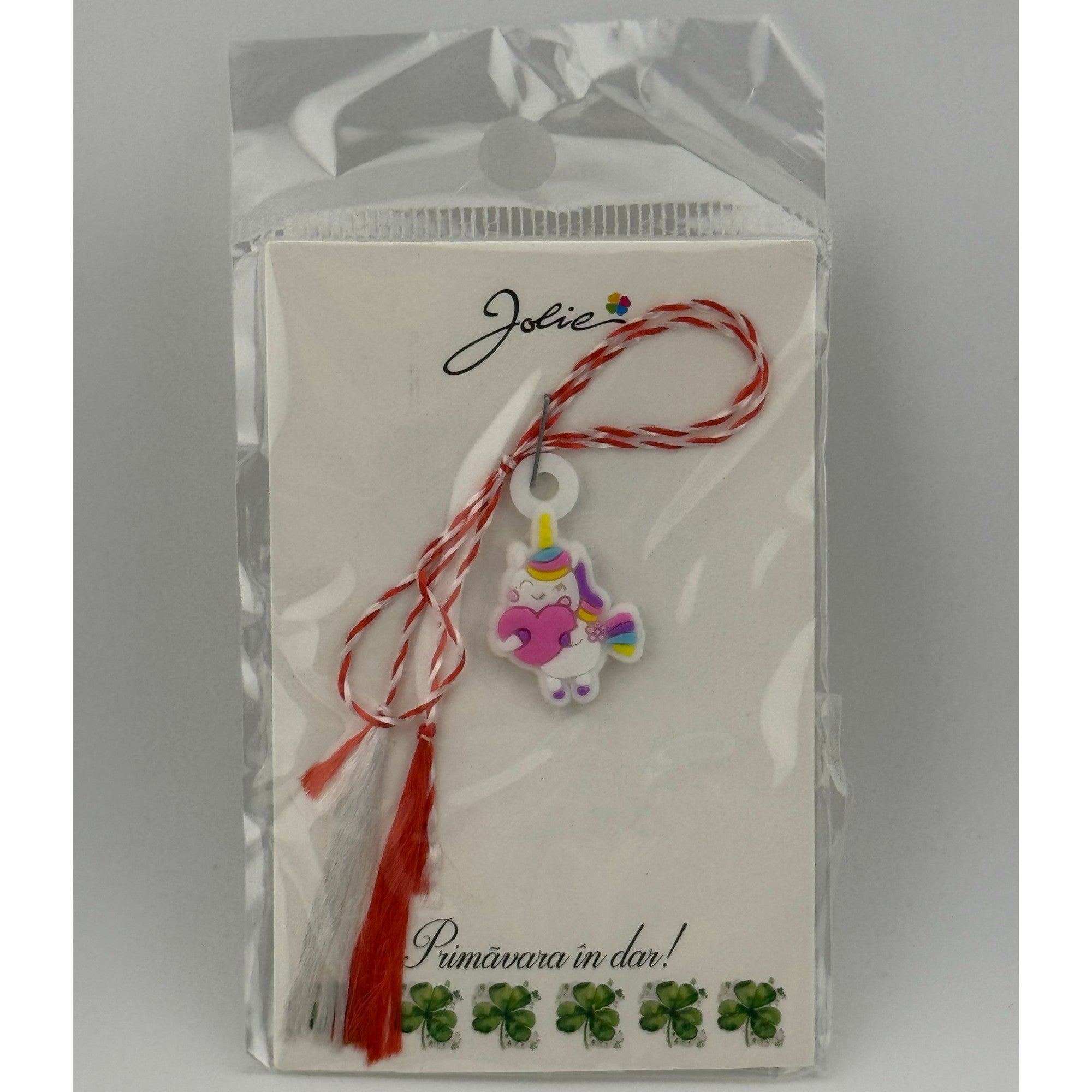 Martisor pentru Copii, Material Cauciuc, Ambalaj Carton cu Design, Multicolor, Model Unicorn si Inima