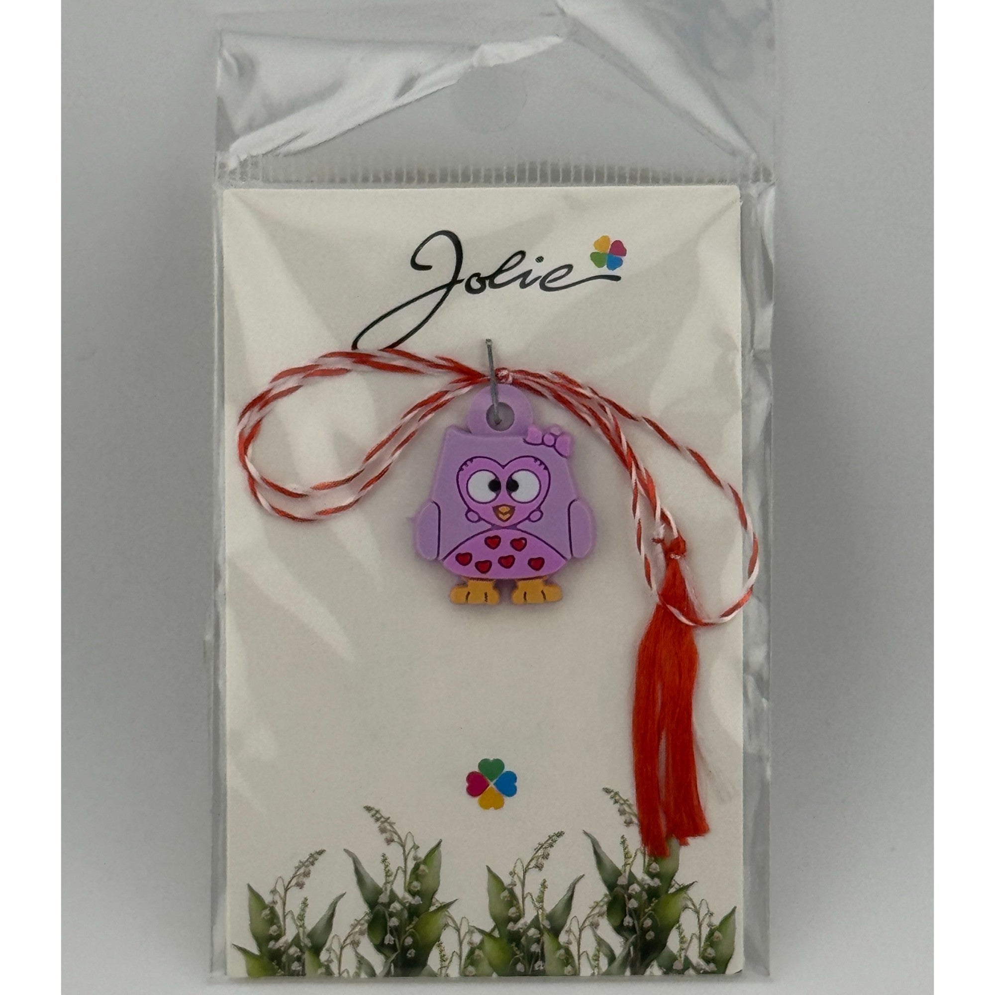 Martisor pentru Copii, Material Cauciuc, Ambalaj Carton cu Design, Multicolor, Model Bufnita