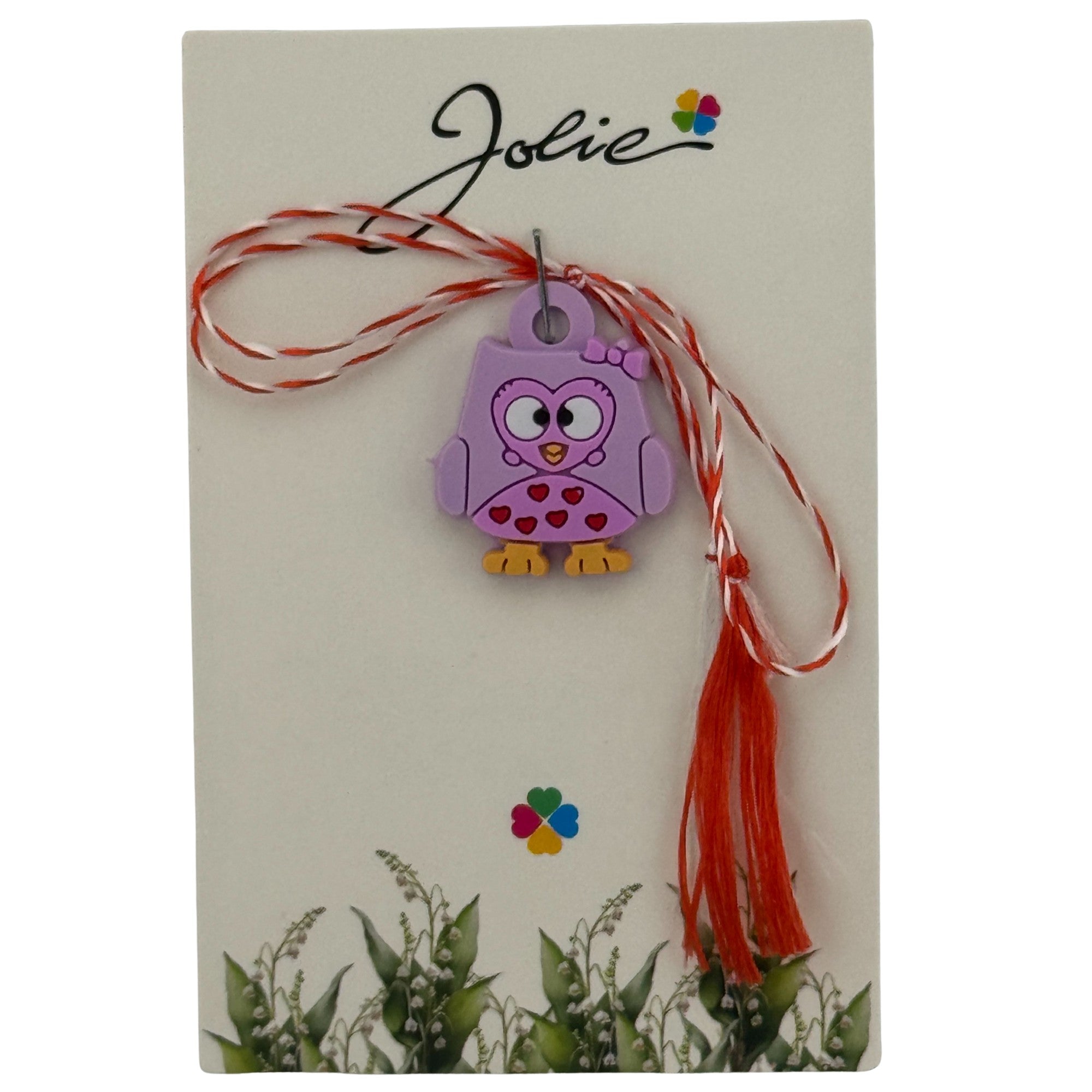 Martisor pentru Copii, Material Cauciuc, Ambalaj Carton cu Design, Multicolor, Model Bufnita