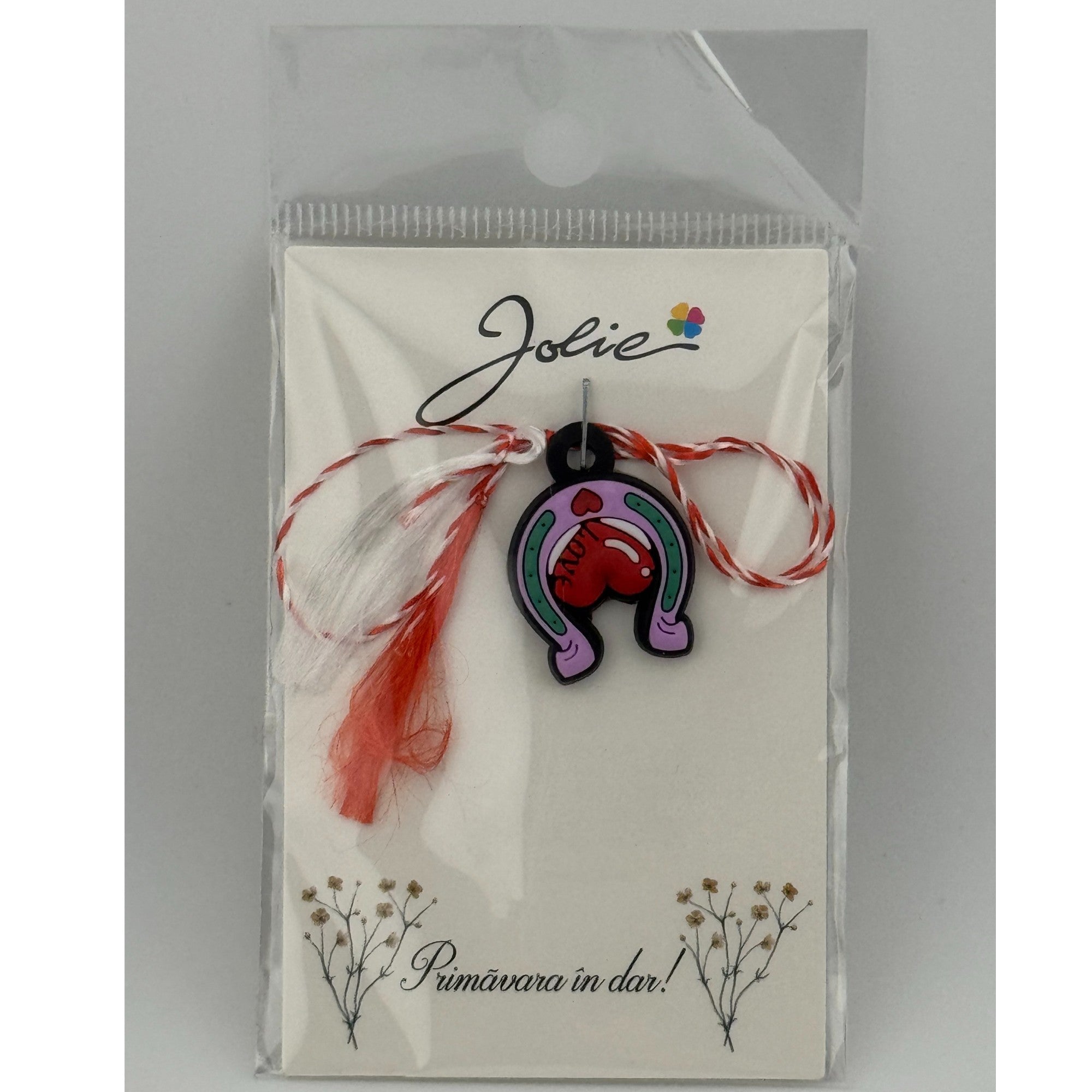 Martisor pentru Copii, Material Cauciuc, Ambalaj Carton cu Design, Multicolor, Model Potcoava