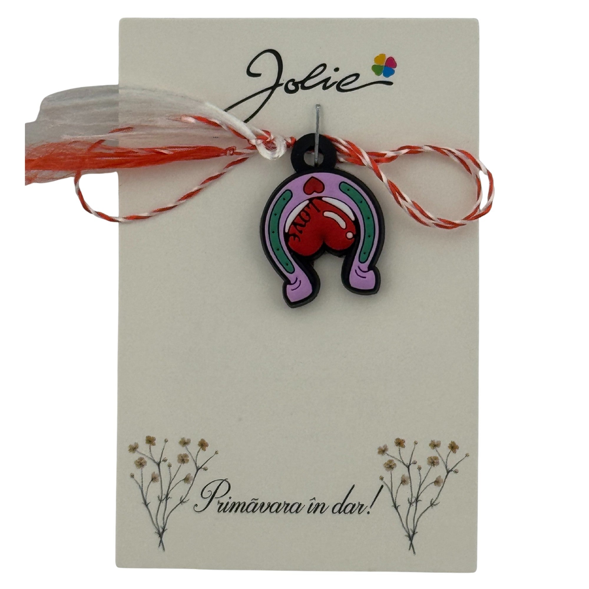 Martisor pentru Copii, Material Cauciuc, Ambalaj Carton cu Design, Multicolor, Model Potcoava