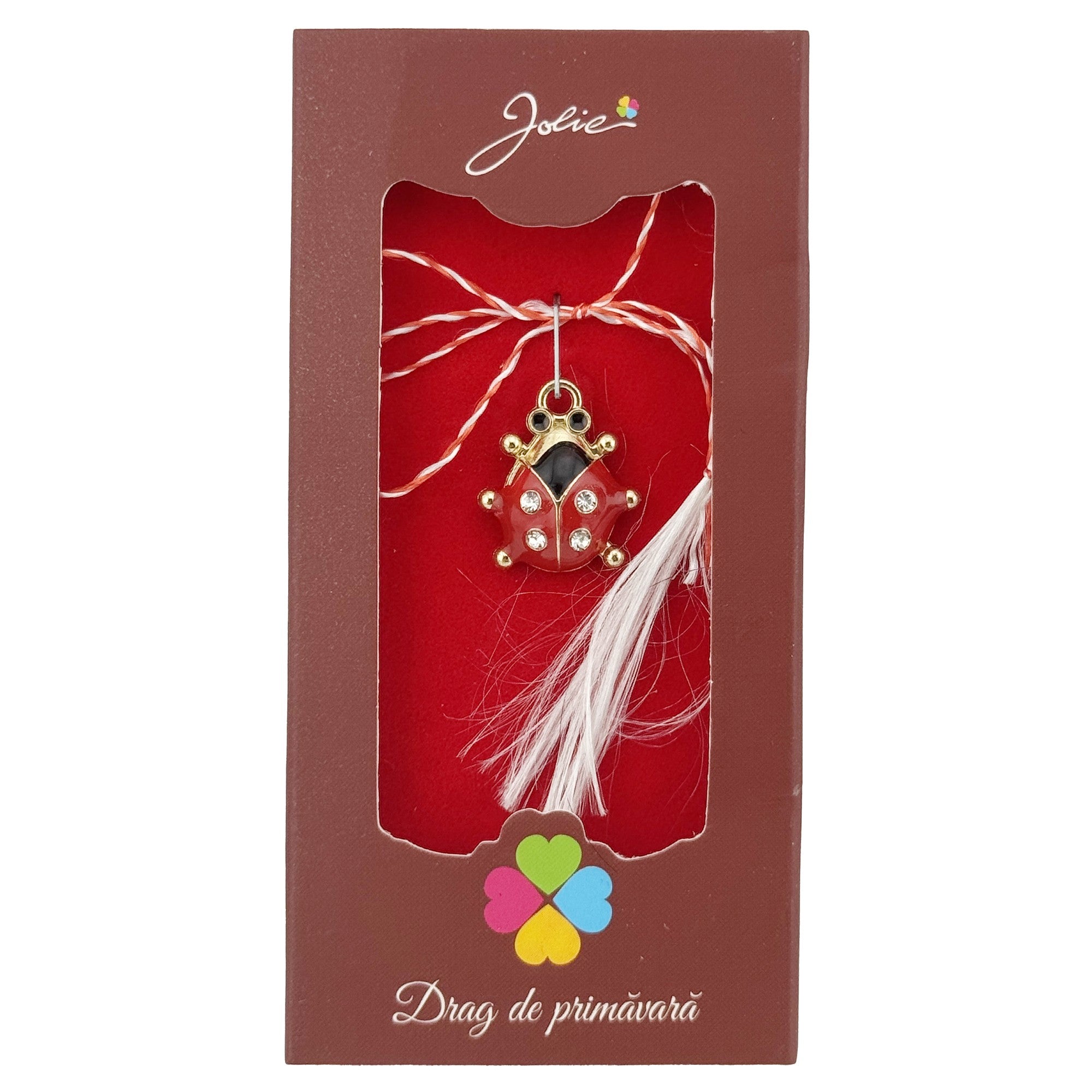 Martisor Pandantiv, Drag de Primavara, Model Buburuza, Rosu/Negru