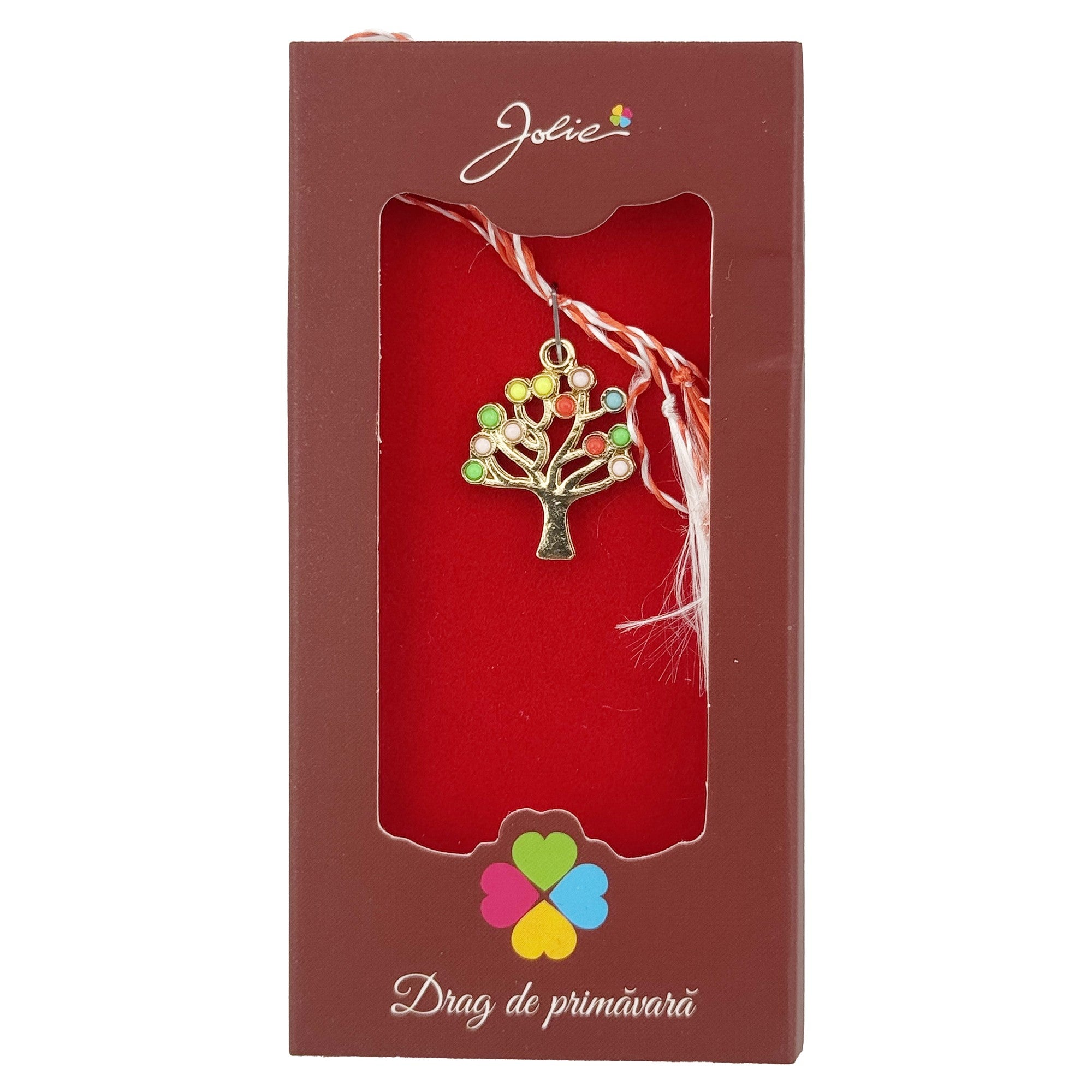 Martisor Pandantiv, Drag de Primavara, Model Copac, Rosu/Negru