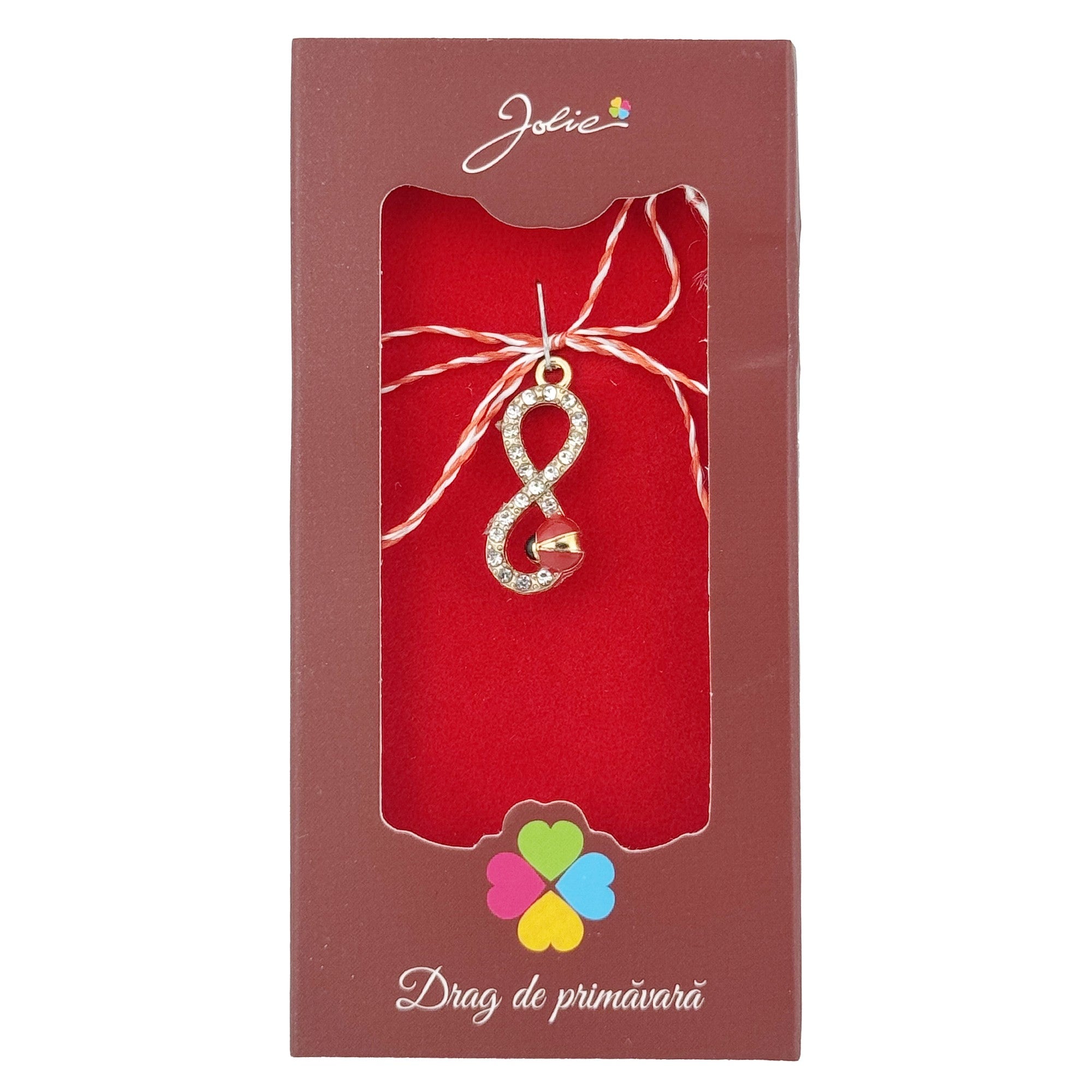 Martisor Pandantiv, Drag de Primavara, Model Infinit / Buburuza, Rosu/Negru