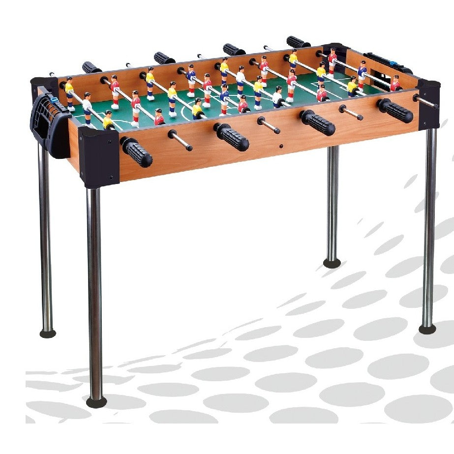 Masa de Fotbal, cu Picioare Inalte, 8 Manere, Tablou de Scor, 86 x 62 x 65 cm, din Lemn/Otel si ABS, Maro