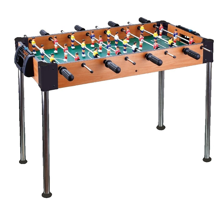 Masa de Fotbal, cu Picioare Inalte, 8 Manere, Tablou de Scor, 86 x 62 x 65 cm, din Lemn/Otel si ABS, Maro