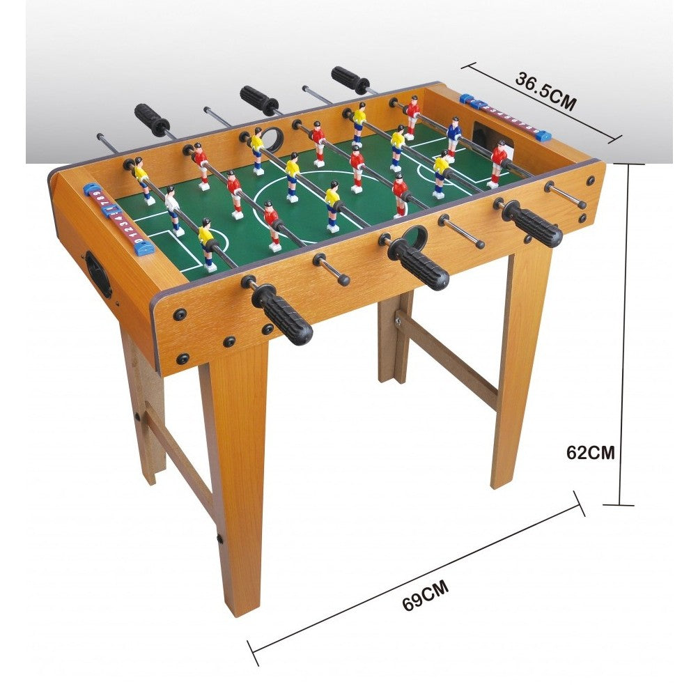 Masa de Fotbal cu Teren, cu Picioare, 6 Manere, Tablou de Scor, 69 x 62 x 36.5 cm, din Lemn/Otel/ABS, Maro
