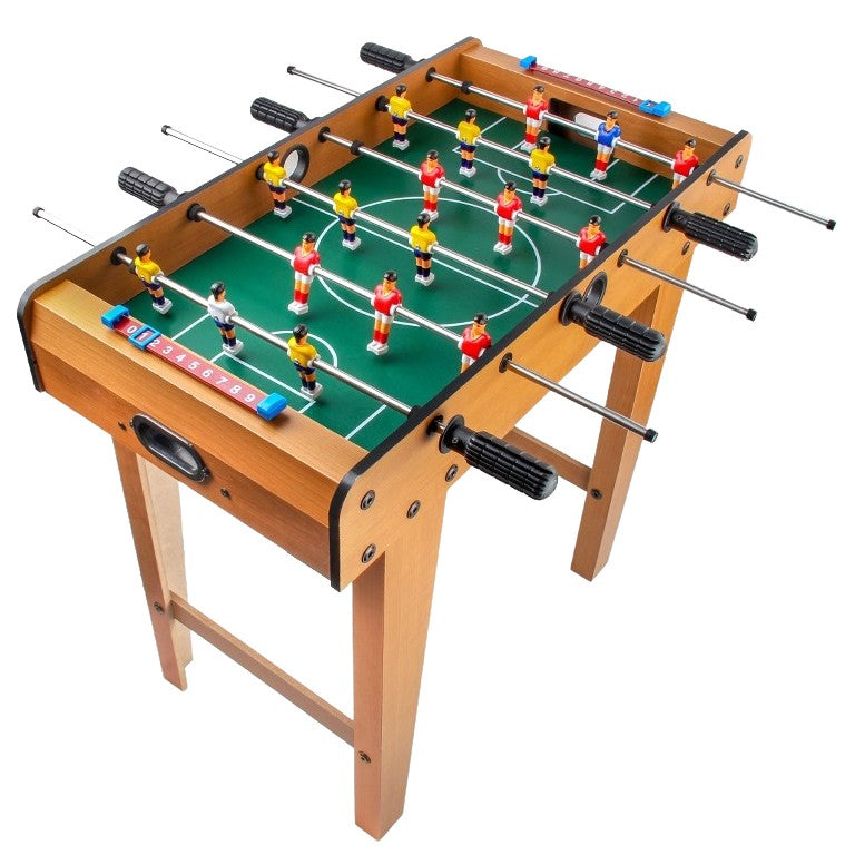 Masa de Fotbal cu Teren si 18 Jucatori, 6 Manere, cu Tablou pentru Scor, din Metal, Lemn si ABS, 69 x 36.5 x 61 cm, cu Picioruse, pentru copii/adulti