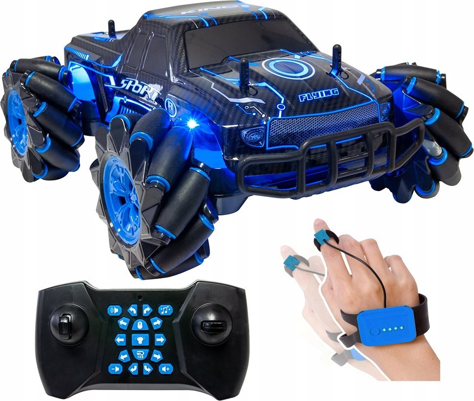 Masina teren 4x4 telecomandata cu role laterale, control gesturi si functie drift, 27x22x13 cm, negru - 19