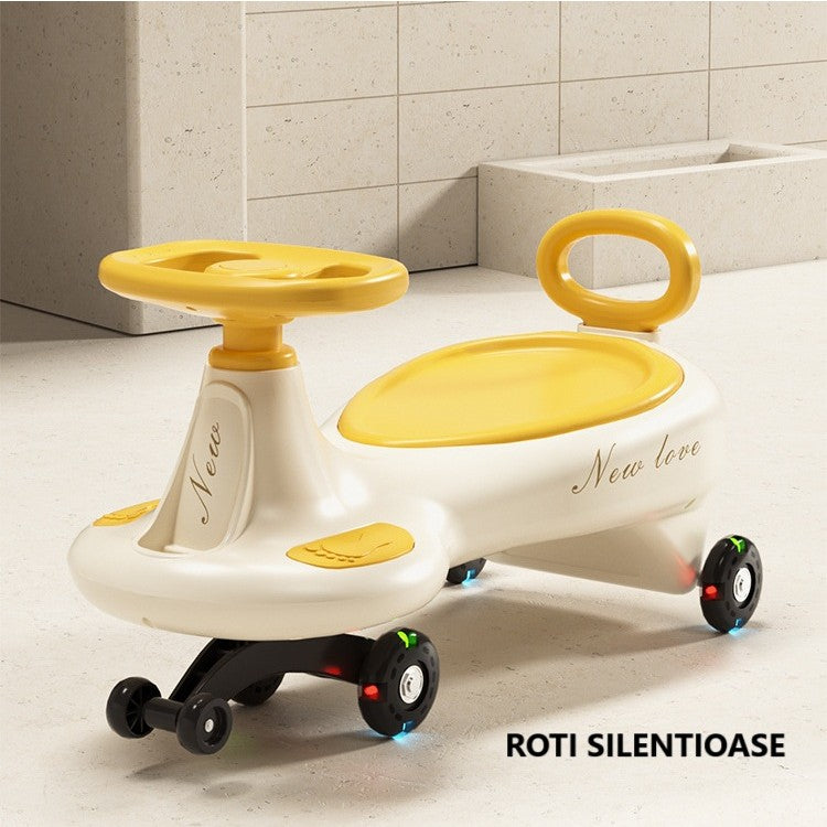 Masinuta, Flippy, 1-8 Ani, Rotire 360 Grade, Anti-rasturnare, Roti Silentioase, Impingere, Bluetooth, 66 x 32 x 37 cm, Galben