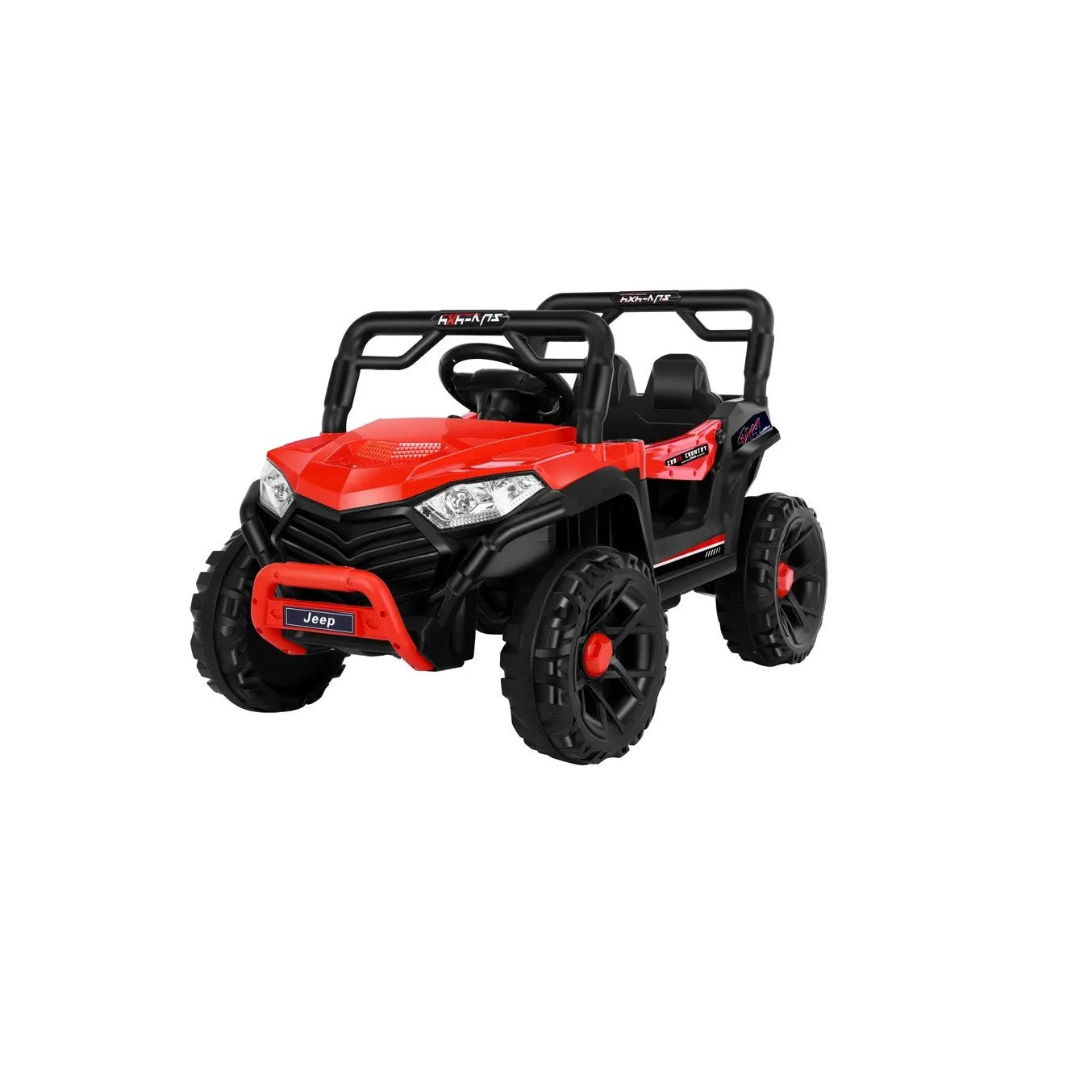 Masinuta Electrica Flippy, pe 4 Roti, Tip Jeep,  2 Usi,cu Acumulator, Sistem Anti-Rasturnare, Sistem de Lumini si Sunet, 2-8 Ani, 100 x 61 x 62 cm, Rosu